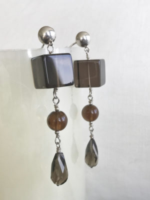 Faceted Smokey Quartz Gems, Sterling Silver