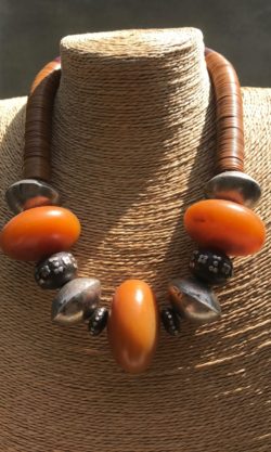 Rare & Stunning - African Amber and Ebony Inlay Necklace
